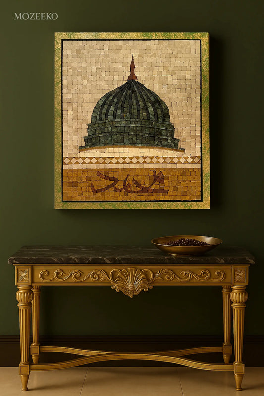 Handcrafted Muhammad marble mosaic Masjid Nabawi dome natural stone wall decor
