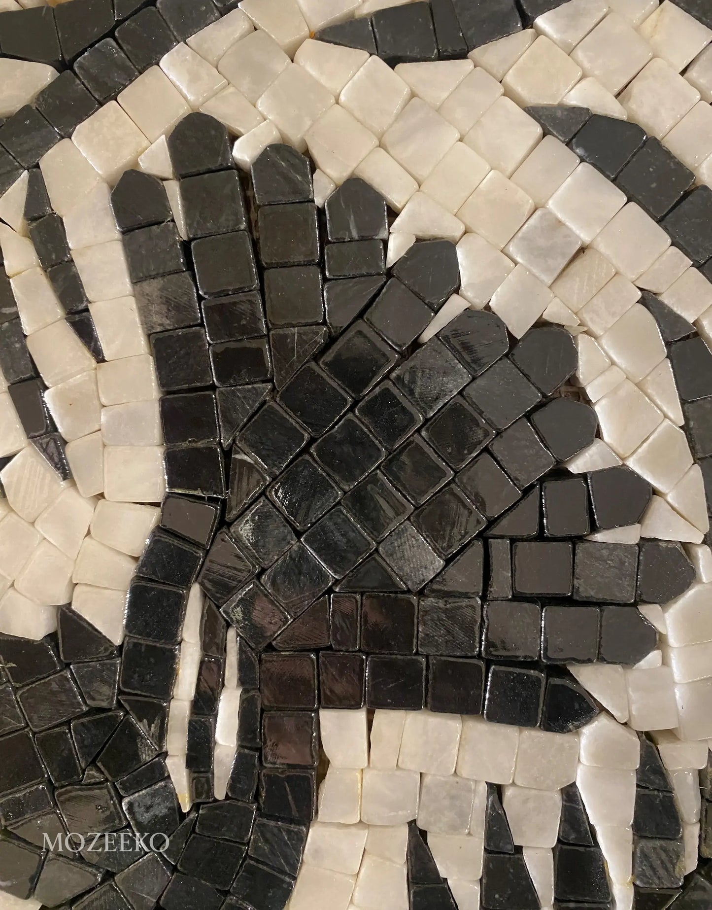 Ethereal Flight – Handmade Black & White Marble Mosaic Wall Art | AURA Collection