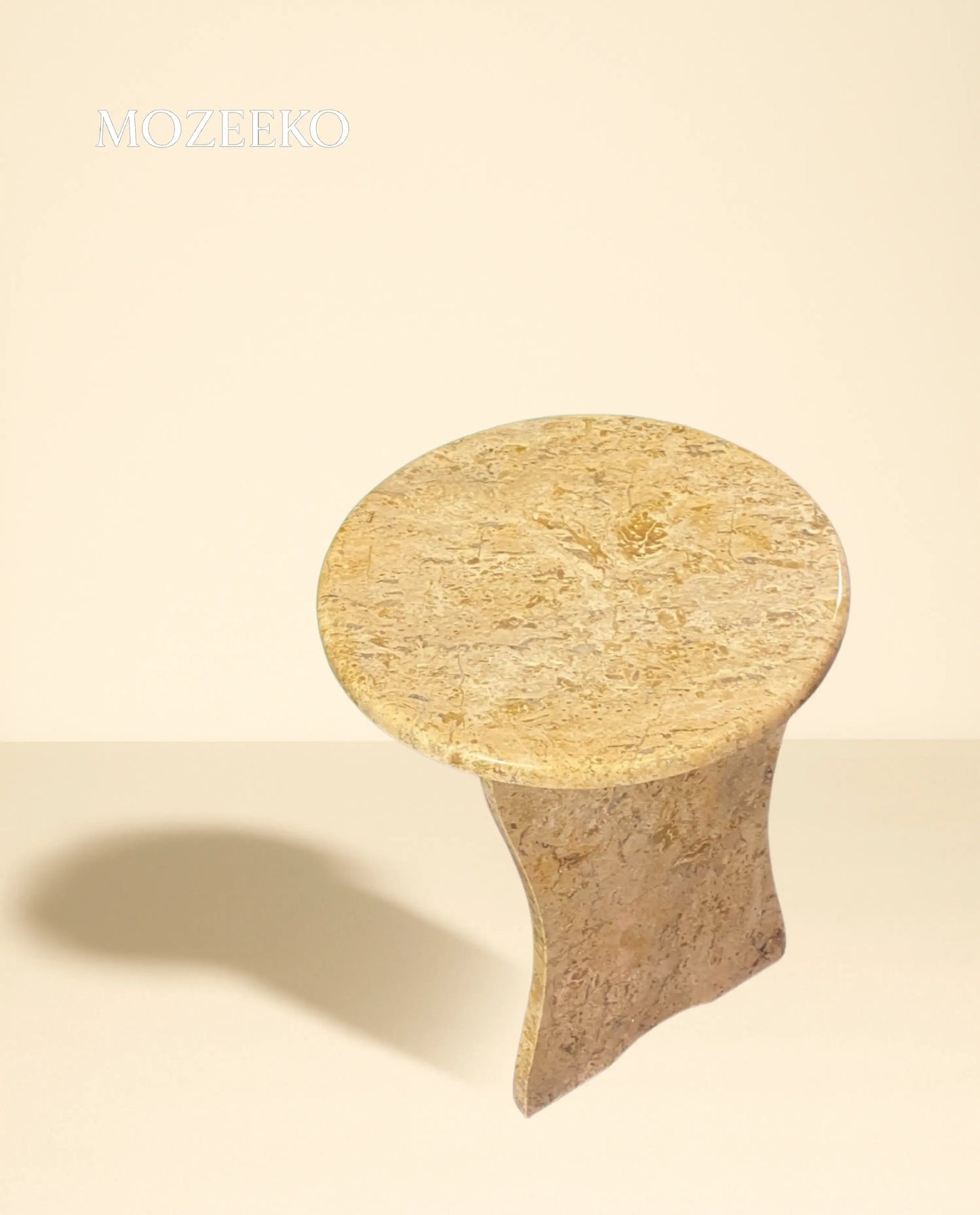 Desert Gold Round Accent Table – 15.75" Handmade Marble Coffee Table | Mozeeko