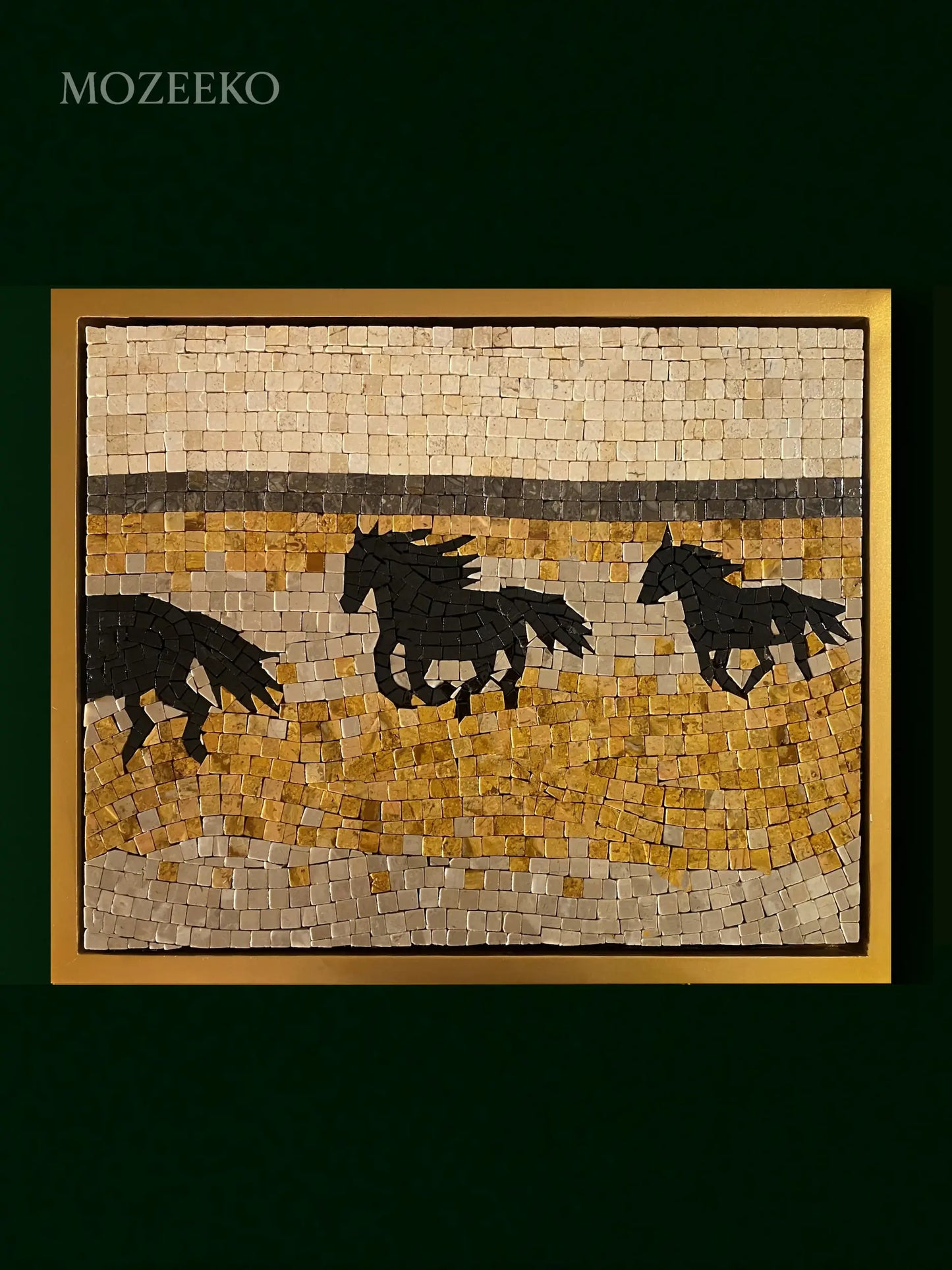 Golden Horizon – Handmade 22×18 inch marble mosaic wall art | LUNA COLLECTION