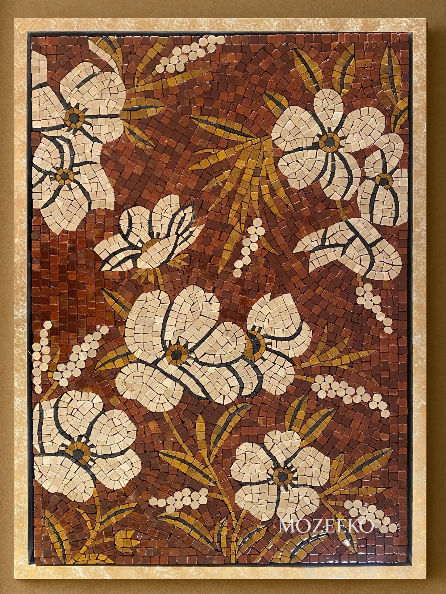 Blooming Symphony – Handmade Marble Mosaic Wall Art | NAZ Collection