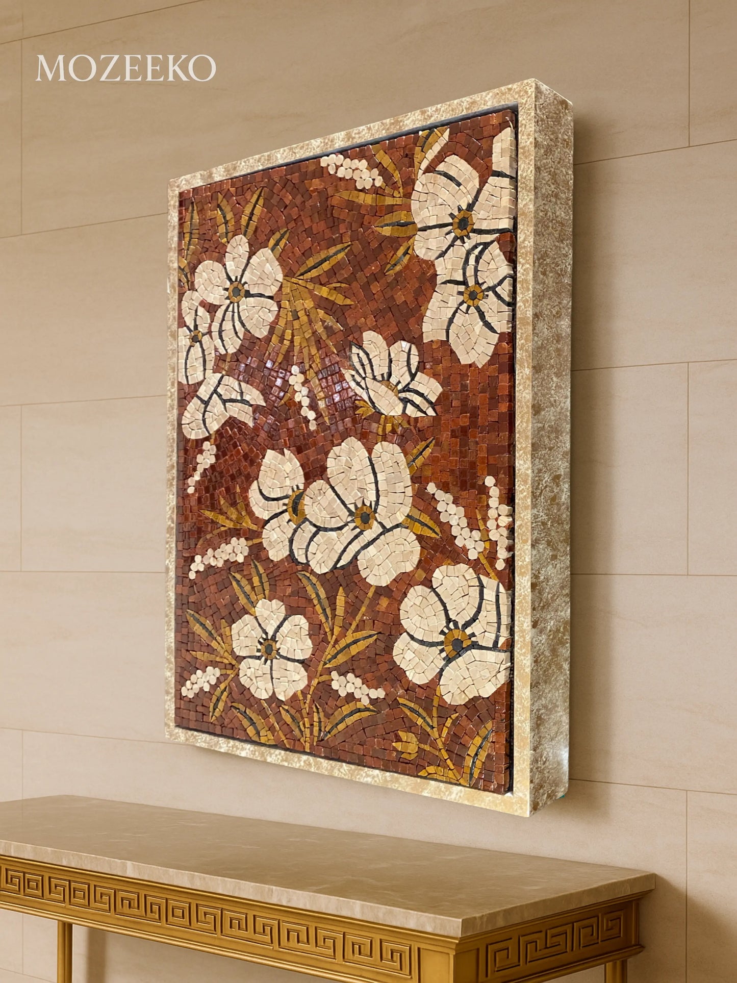 Blooming Symphony – Handmade Marble Mosaic Wall Art | NAZ Collection