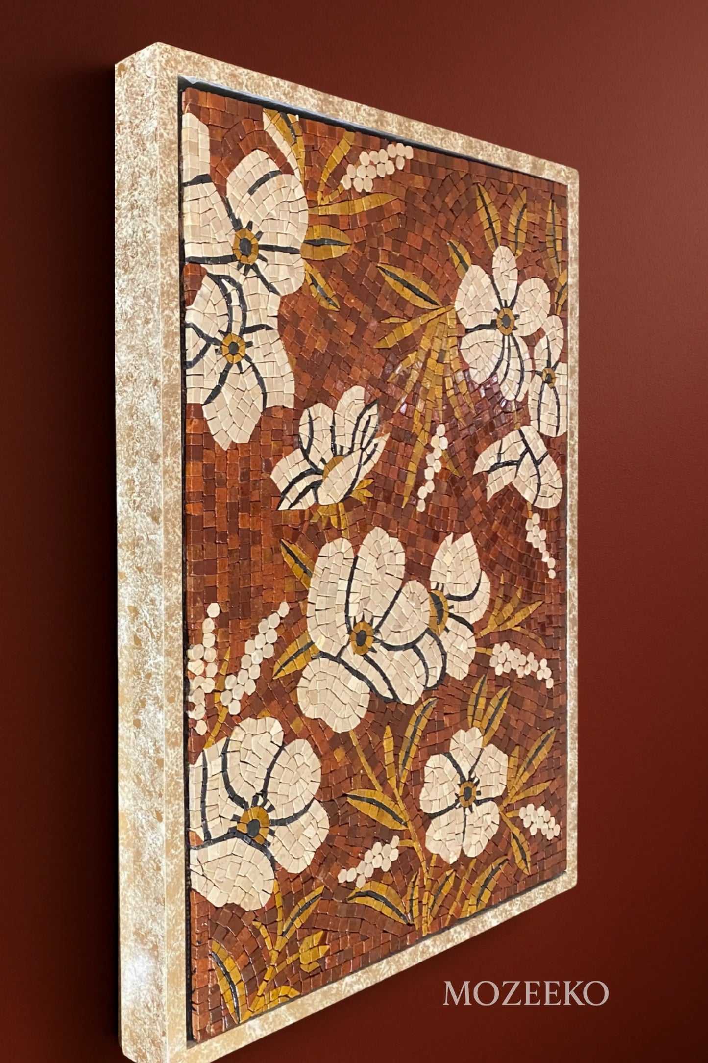 Blooming Symphony – Handmade Marble Mosaic Wall Art | NAZ Collection