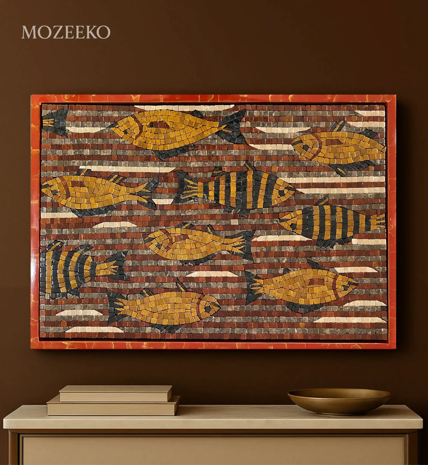 The Gilded Swim – Handmade Marble Mosaic Wall Art | NAZ Collection (Copy)