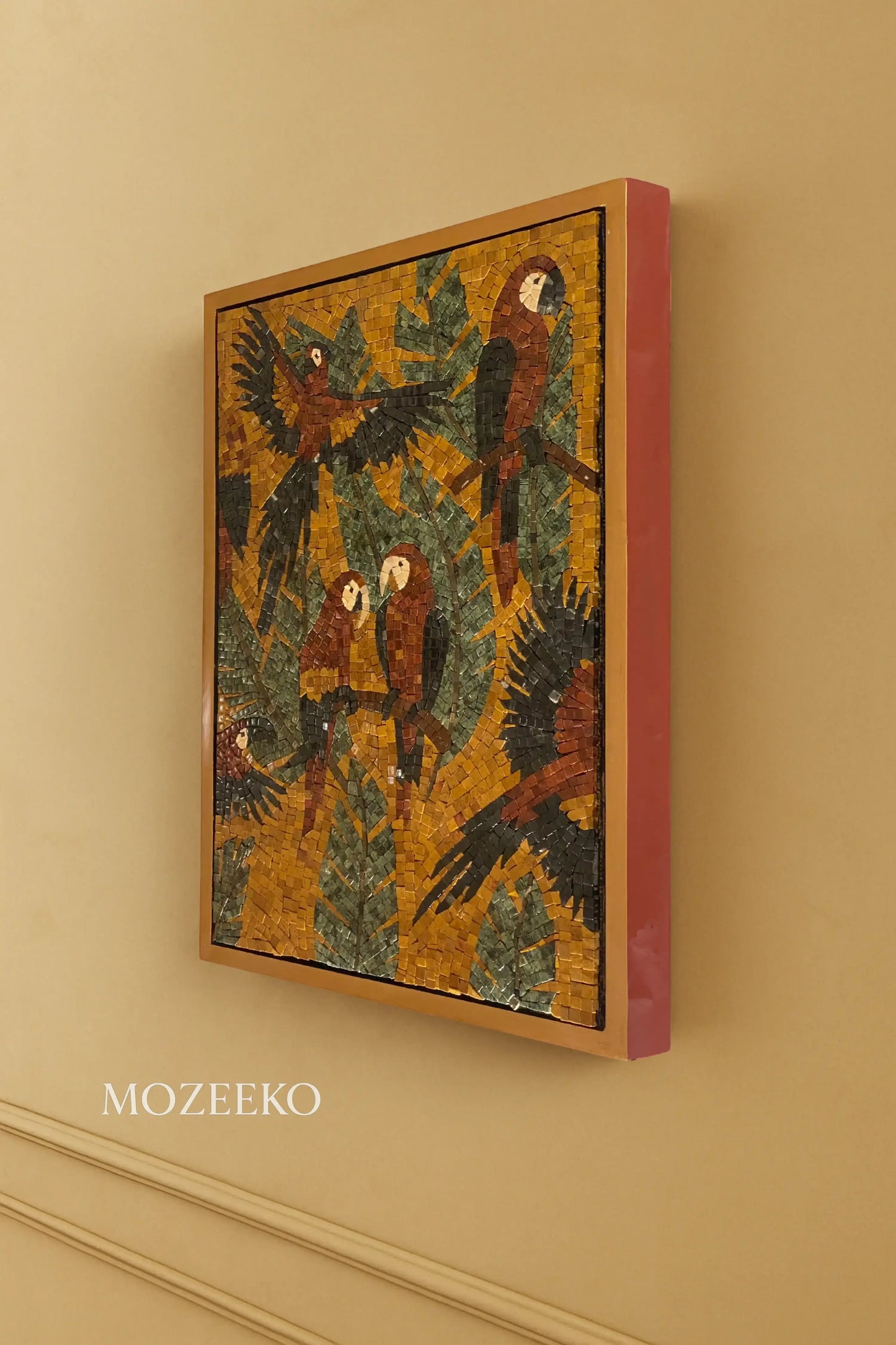 The Parrot’s Haven – Handmade Marble Mosaic Wall Art | NAZ Collection