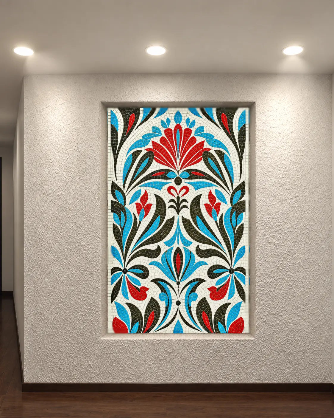 Sky Blue Arabesque Vitreous Glass Mosaic