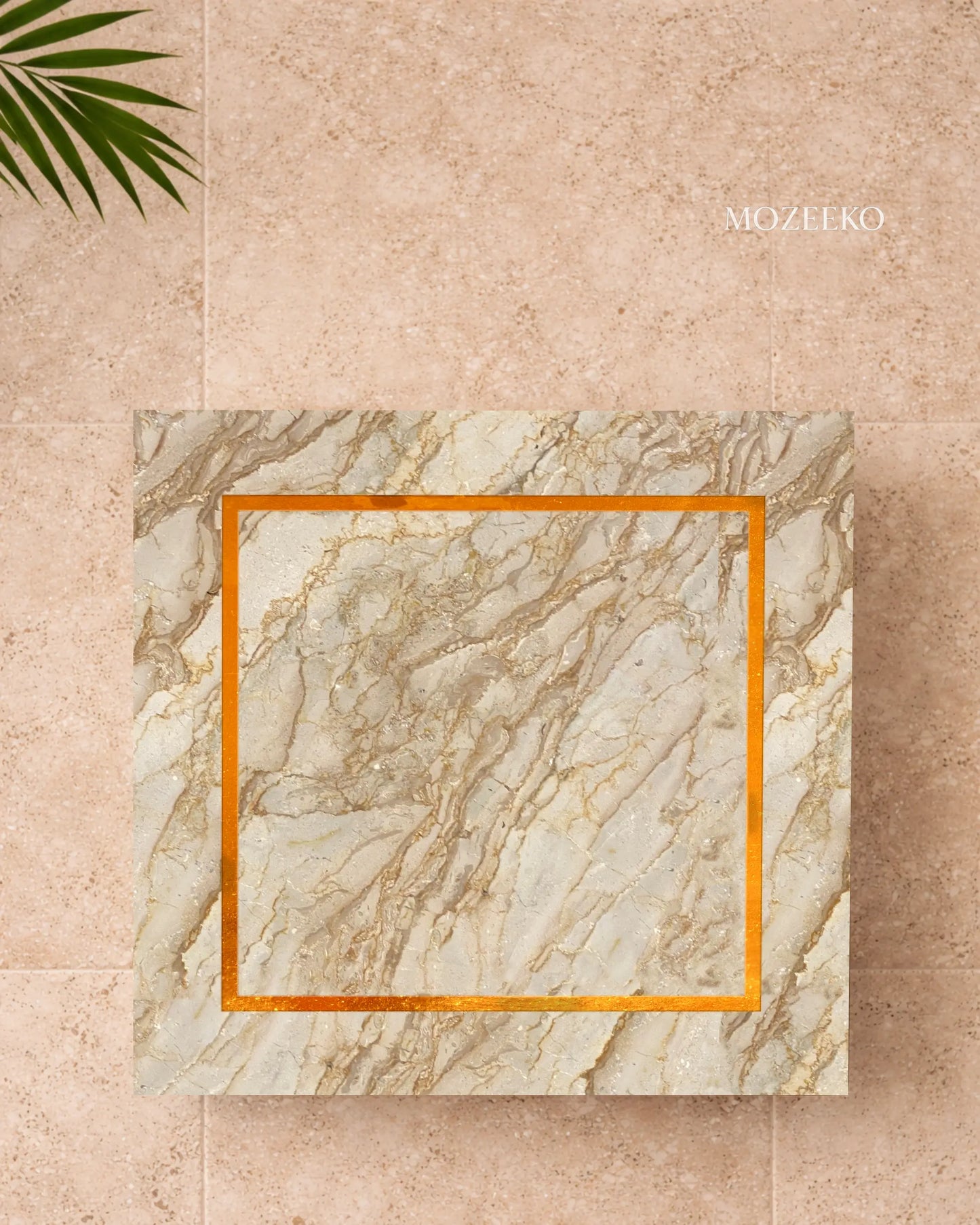 Rakhrol Fancy marble table top with thin brass border rectangular design