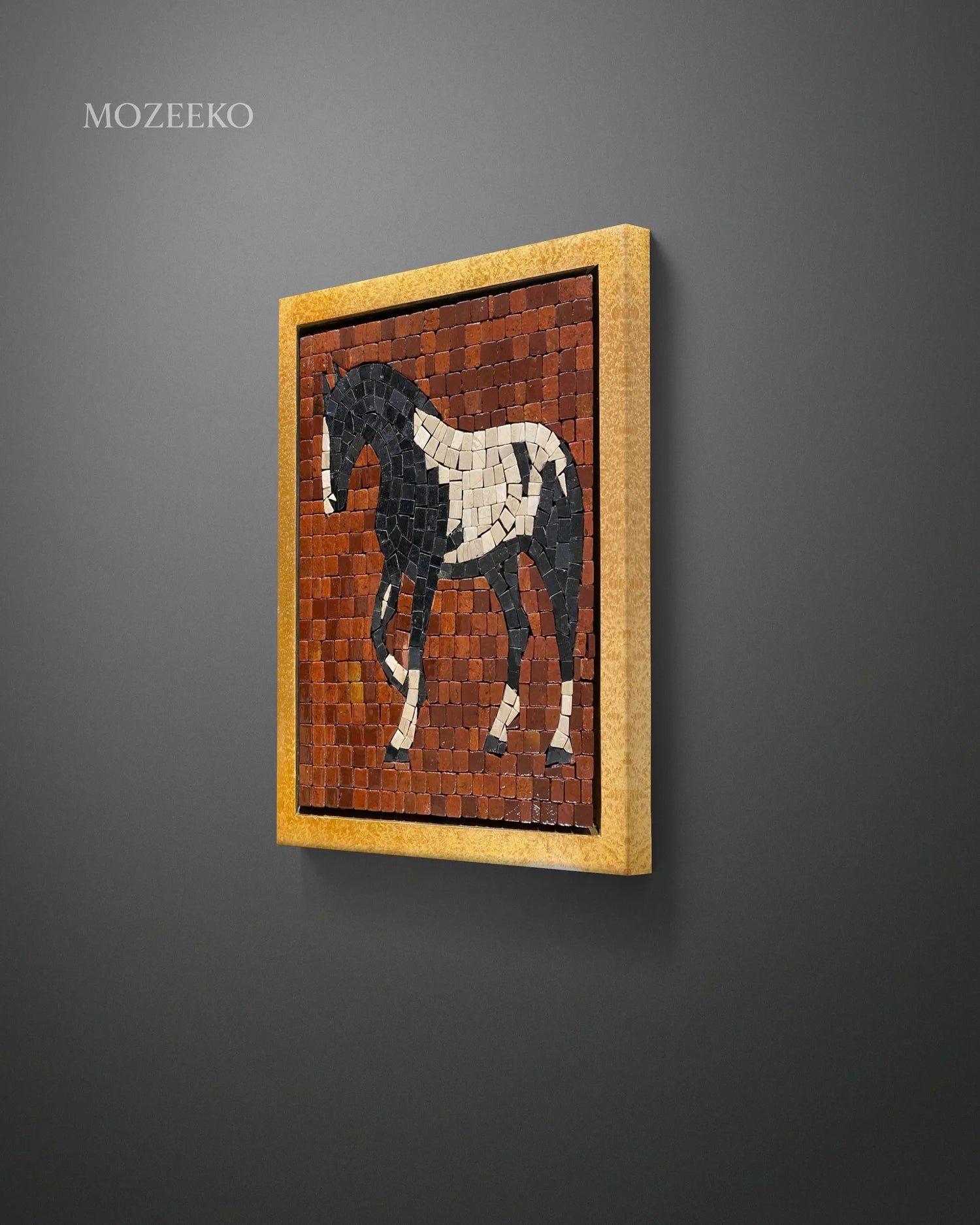 horse-marble-mosaic-golden-floatingframe-mozeeko