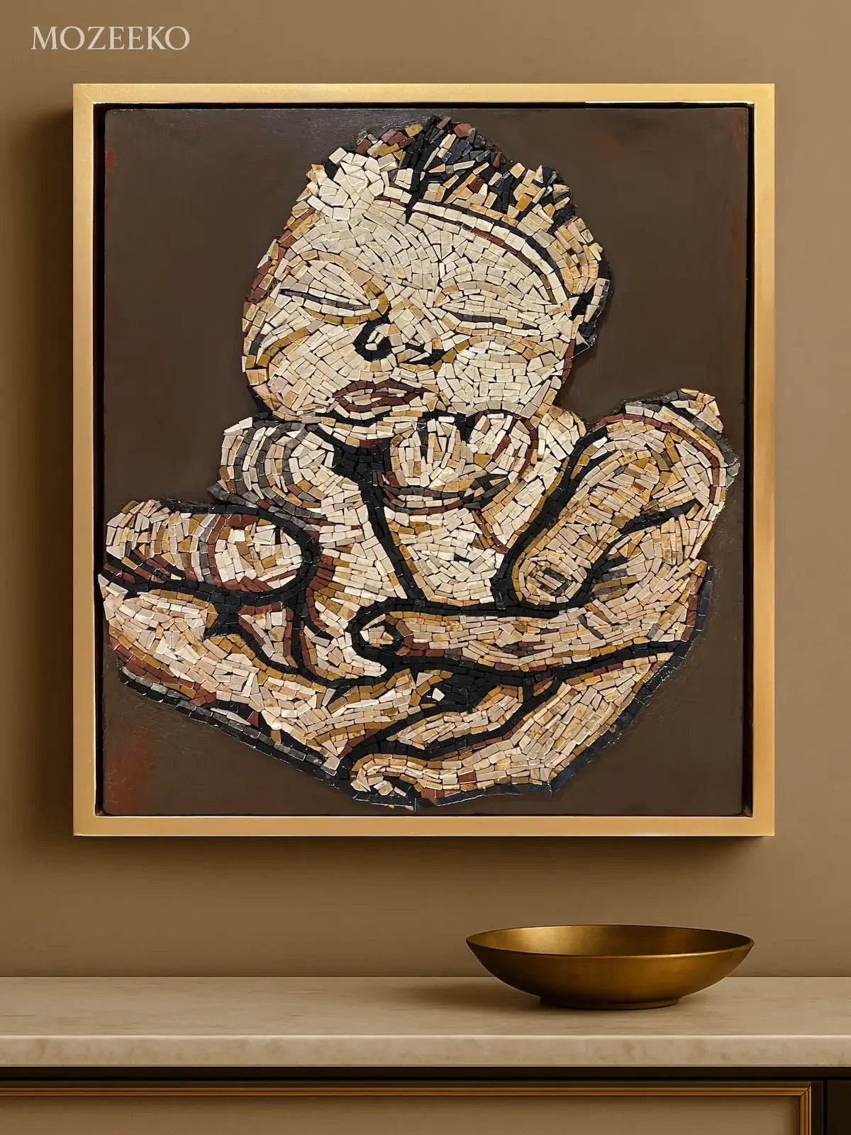 Premium framed marble mosaic wall art collection — handcrafted luxury mosaic artworks by Mozeeko