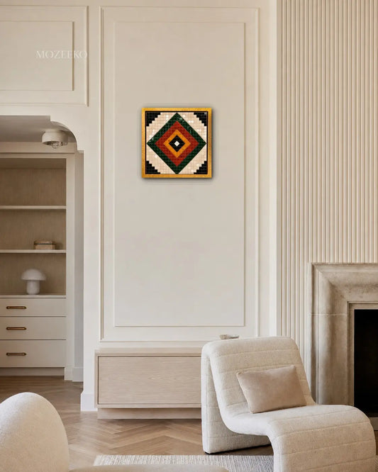 Colorful Diamond Geometric Marble Mosaic Art