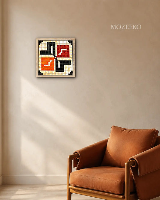 Four Directions Geometric Marble Mosaic Art