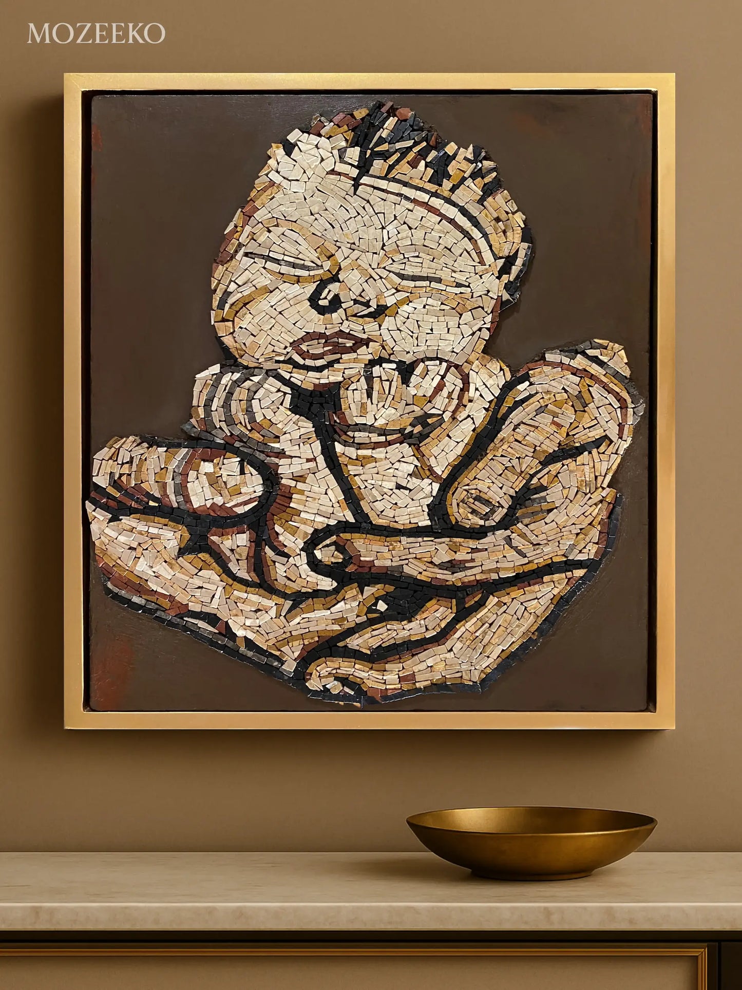 Tender Embrace – Special Edition Marble Mosaic Wall Art -22 × 26 inches| AURA Collection