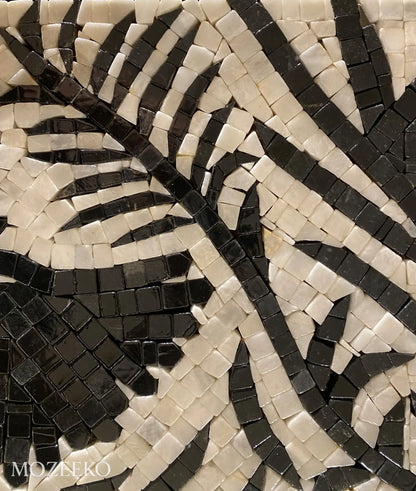 Ethereal Flight – Handmade Black & White Marble Mosaic Wall Art | AURA Collection