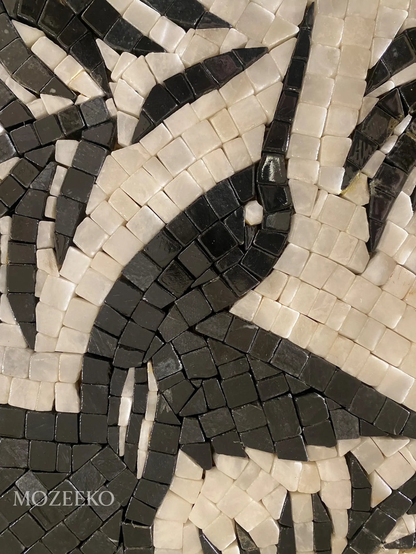 Ethereal Flight – Handmade Black & White Marble Mosaic Wall Art | AURA Collection
