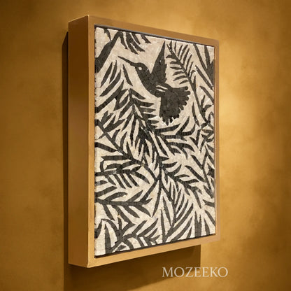 Ethereal Flight – Handmade Black & White Marble Mosaic Wall Art | AURA Collection