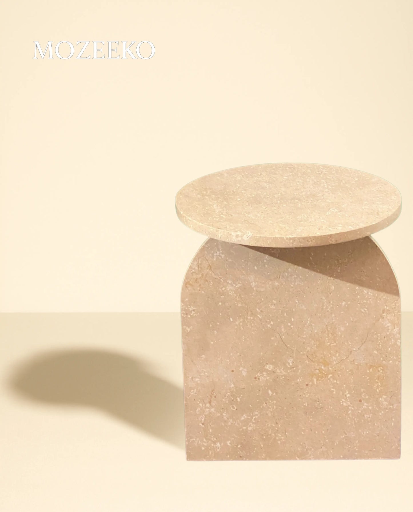 Cream Tippi Marble Accent Table – Round, 19" Height, 15.75" Diameter