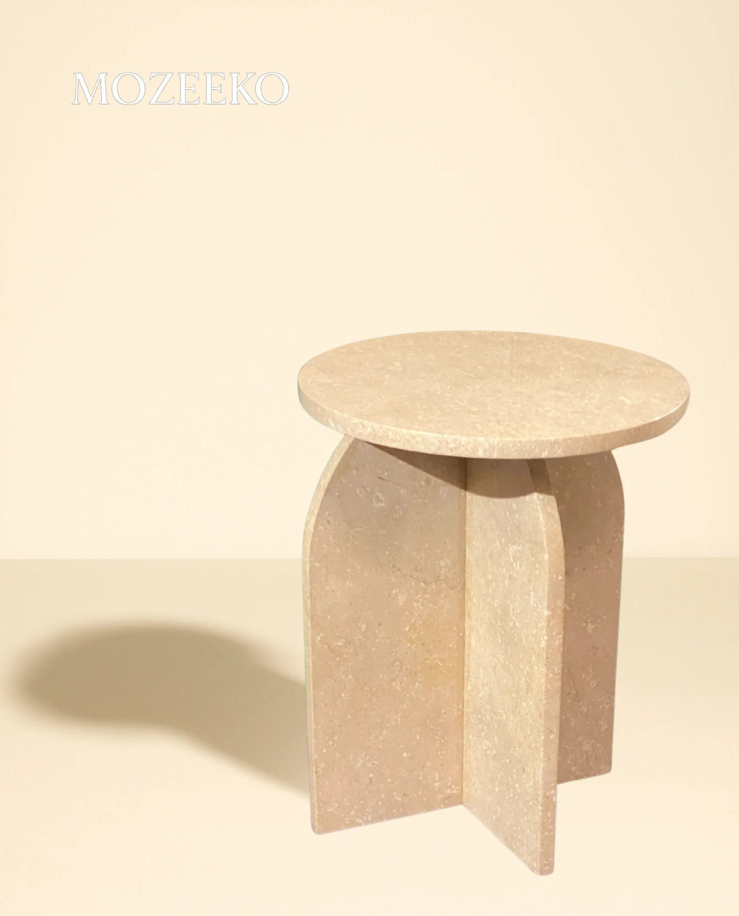 Cream Tippi Marble Accent Table – Round, 19" Height, 15.75" Diameter