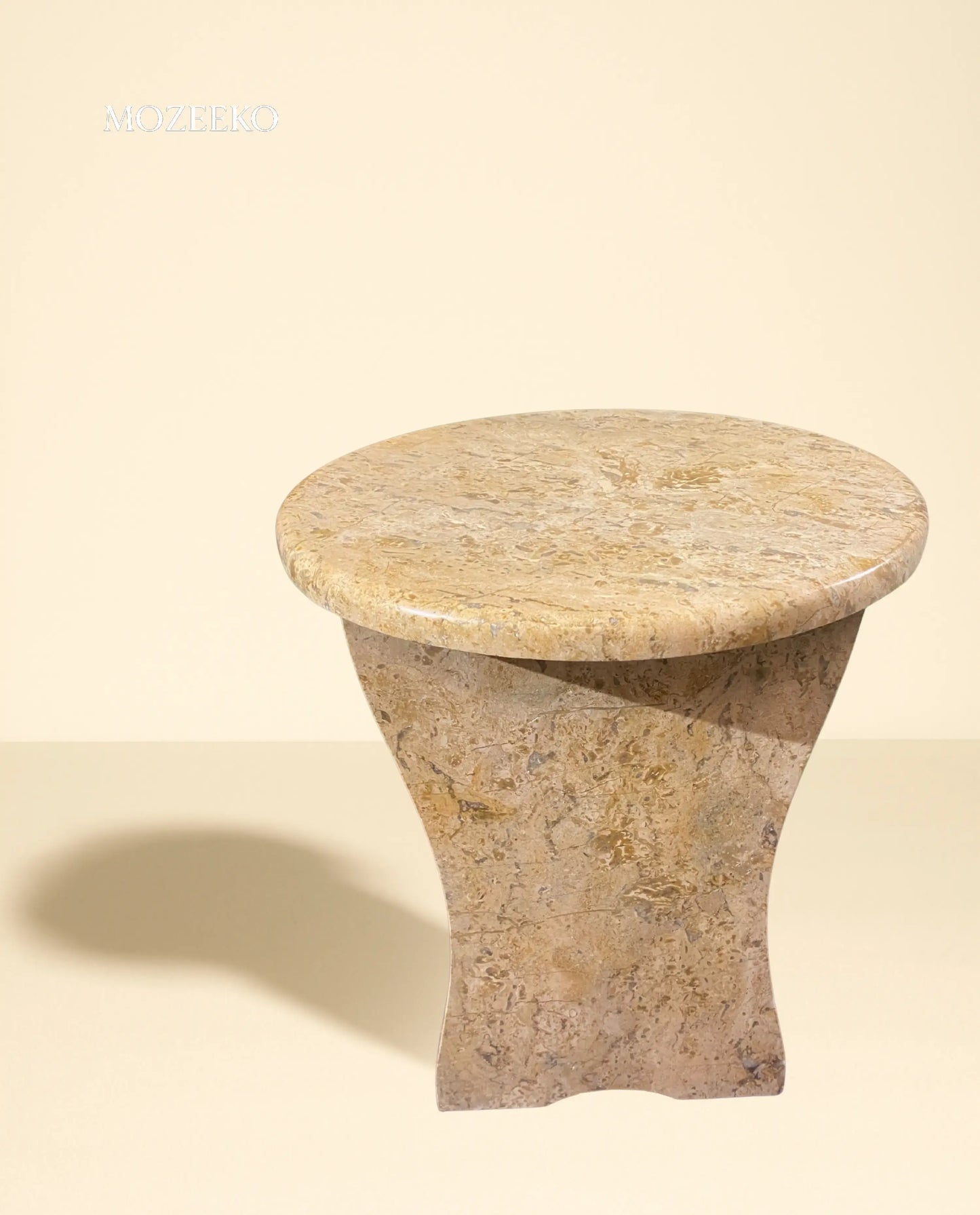 Desert Gold Round Accent Table – 15.75" Handmade Marble Coffee Table | Mozeeko
