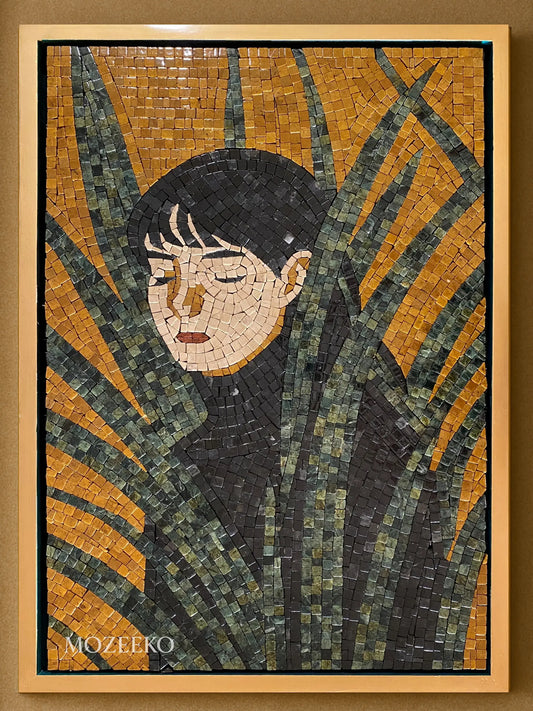 The Hidden Girl – Handmade Marble Mosaic Wall Art | NAZ Collection