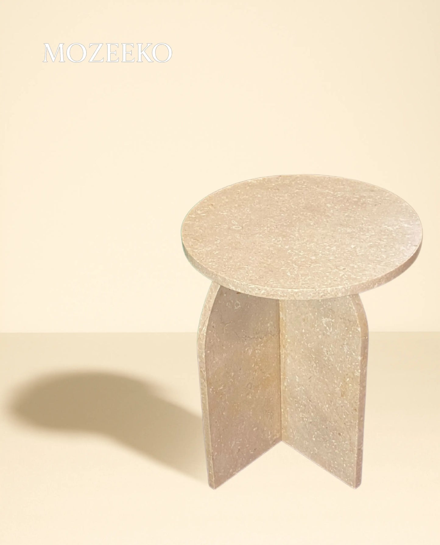 Cream Tippi Marble Accent Table – Round, 19" Height, 15.75" Diameter