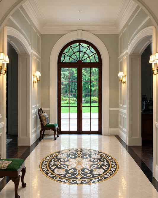 marble mosaic placed in floor