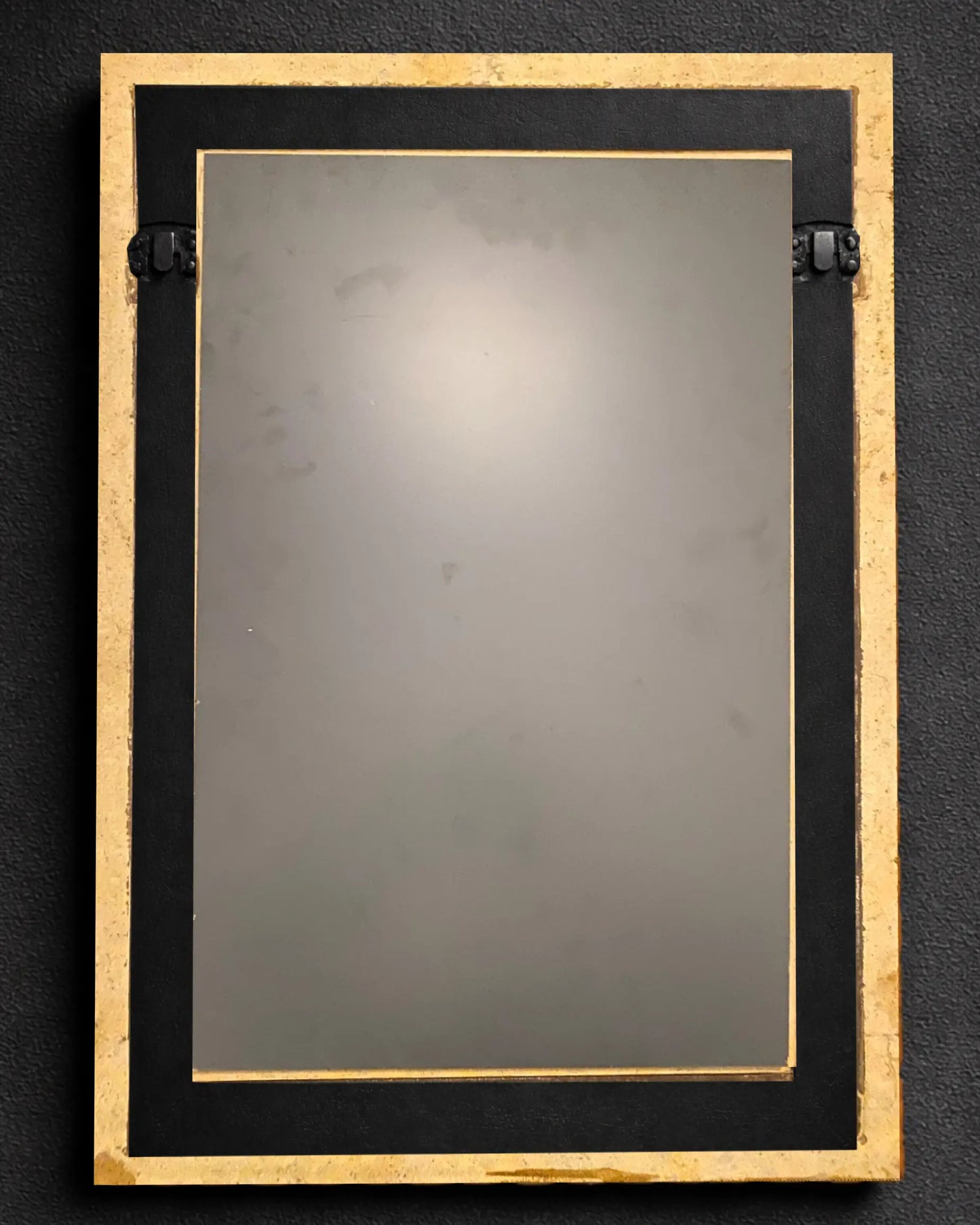 Handcrafted golden marble mirror frame with carved stone detailing, rectangular 22 × 24 inches-backside view