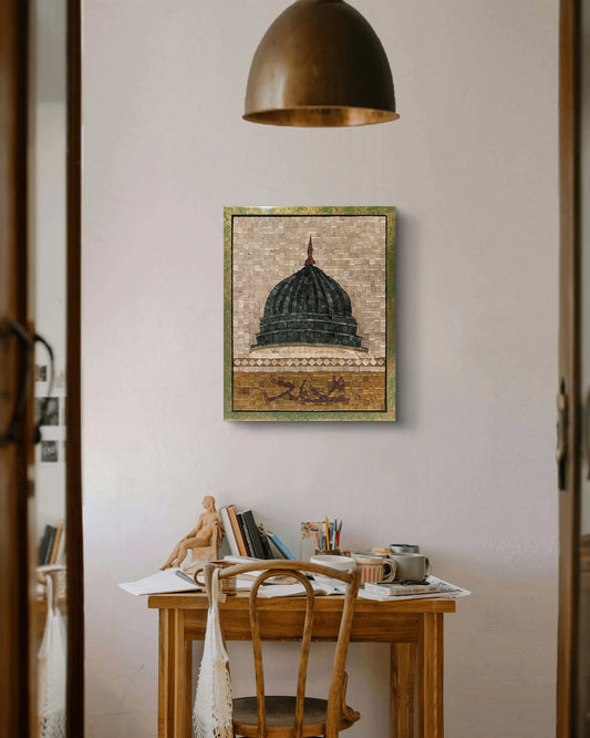 Handcrafted Muhammad marble mosaic Masjid Nabawi dome natural stone wall decor