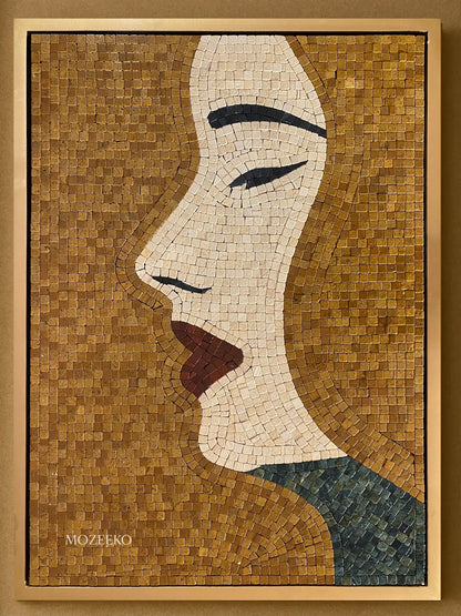 The Golden Muse – Handmade Marble Mosaic Wall Art | NAZ Collection