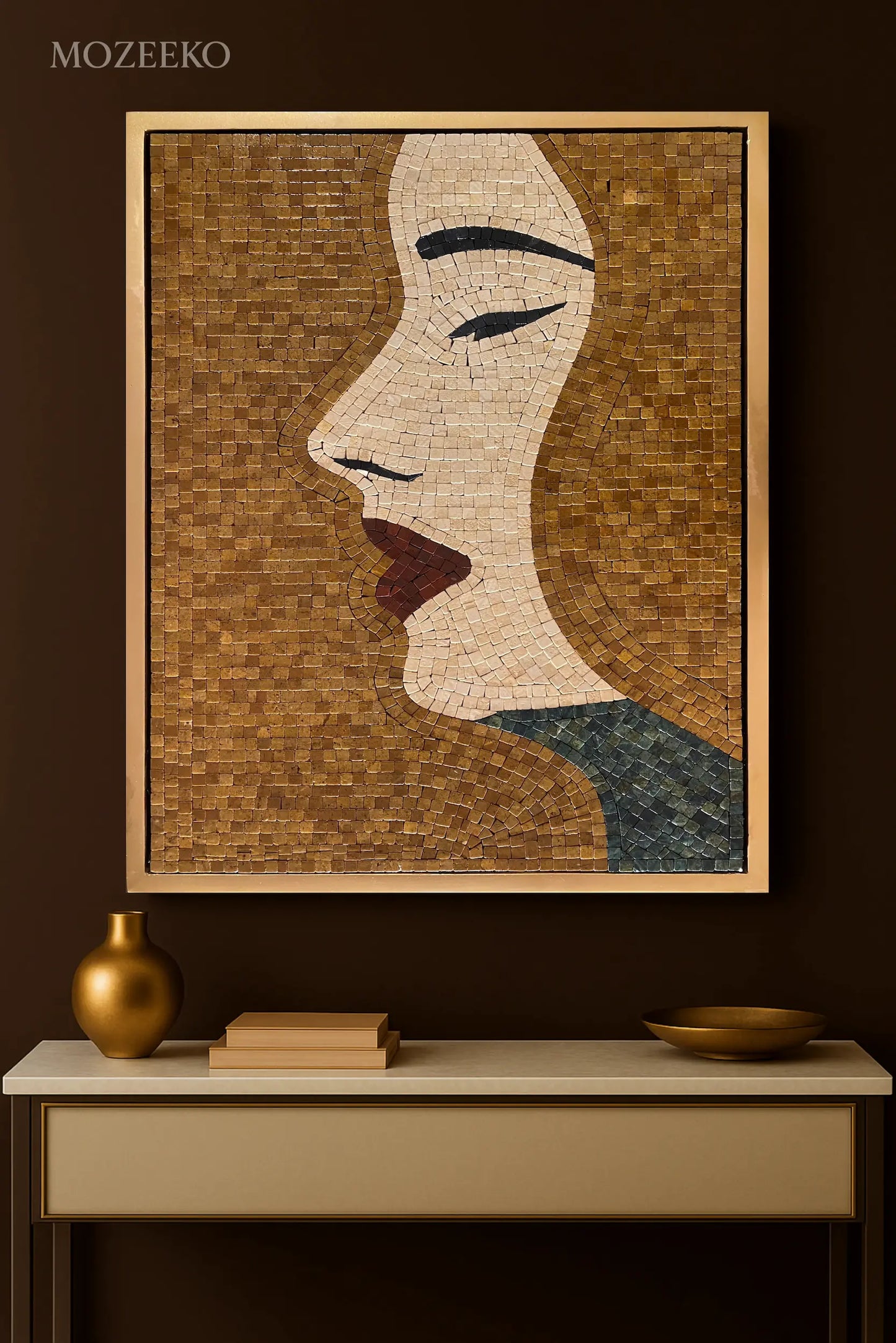 The Golden Muse – Handmade Marble Mosaic Wall Art | NAZ Collection