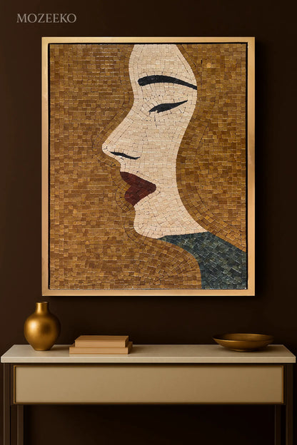 The Golden Muse – Handmade Marble Mosaic Wall Art | NAZ Collection