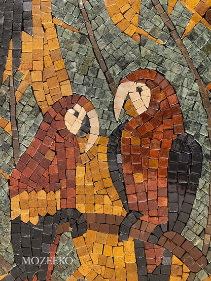 The Parrot’s Haven – Handmade Marble Mosaic Wall Art | NAZ Collection
