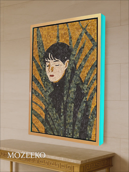 The Hidden Girl – Handmade Marble Mosaic Wall Art | NAZ Collection