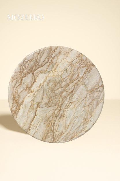 Rakhrol Fancy Marble Accent Table – Round, 19" Height, 15.75" Diameter