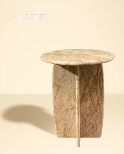 Rakhrol Fancy Marble Accent Table – Round, 19" Height, 15.75" Diameter