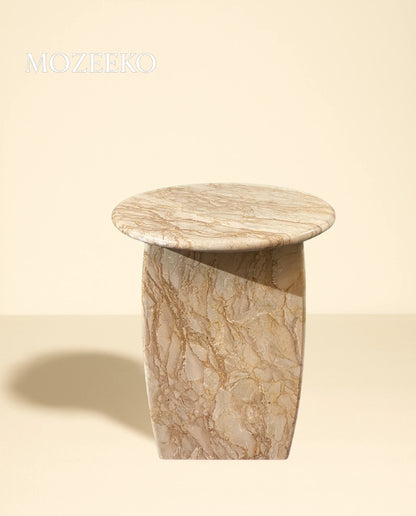Rakhrol Fancy Marble Accent Table – Round, 19" Height, 15.75" Diameter
