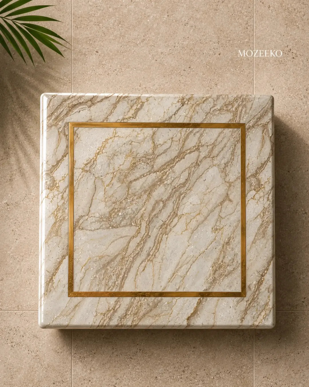 Rakhrol Fancy marble table top with thin brass border rectangular design