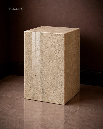 Travertine Marble Plinth — Bespoke Hollow Mitered Design