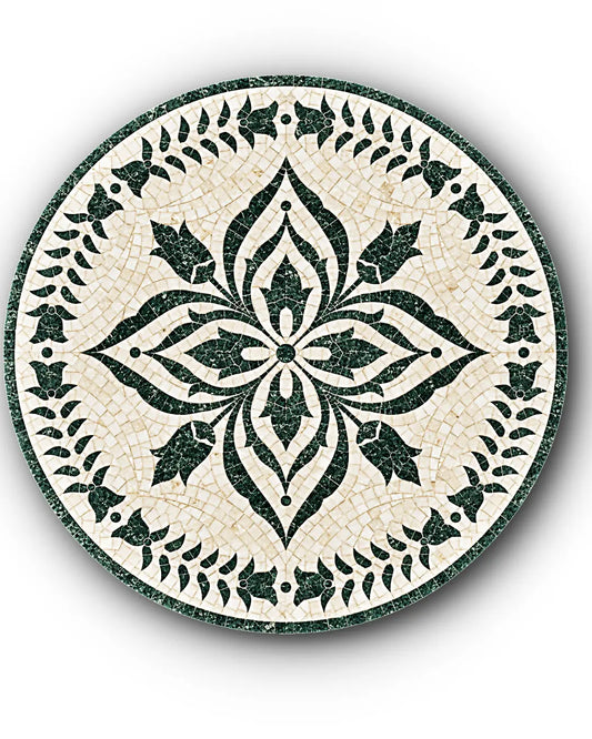 Pak Green Lotus Marble Mosaic Medallion | Mozeeko